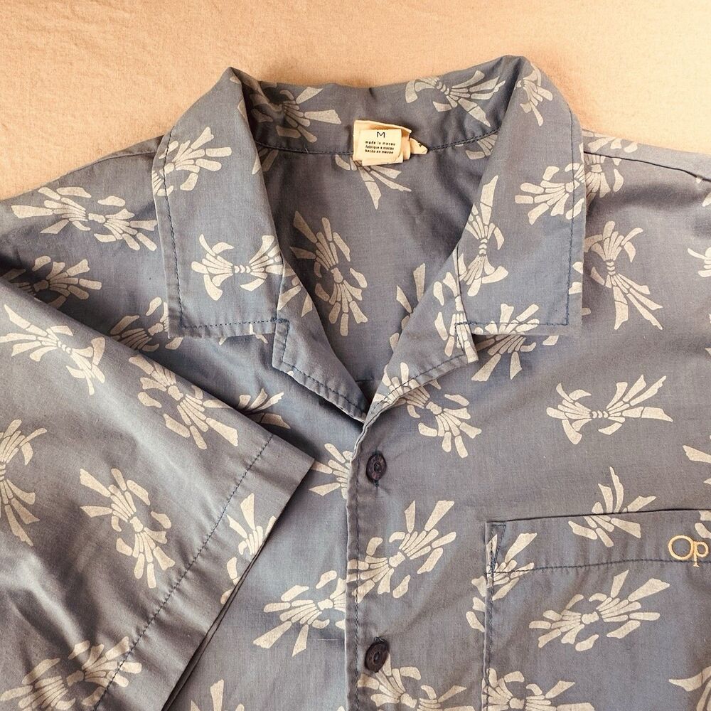 Vintage OP Men’s M Blue Pattern Button Down Short Sleeve Shirt Cotton Blend